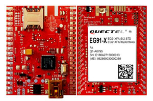 low power ARM0 shield equipped w. Quectel EG91E - LTE CAT1 + UMTS (3G) + GSM modem European version - Arduino compatible, both sides view, 300px * xyz-mIoT v. 2.09